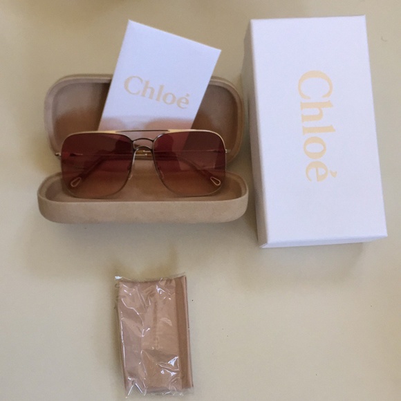 Chloe Aviator Sunglasses Color GOLD/WINE Lens